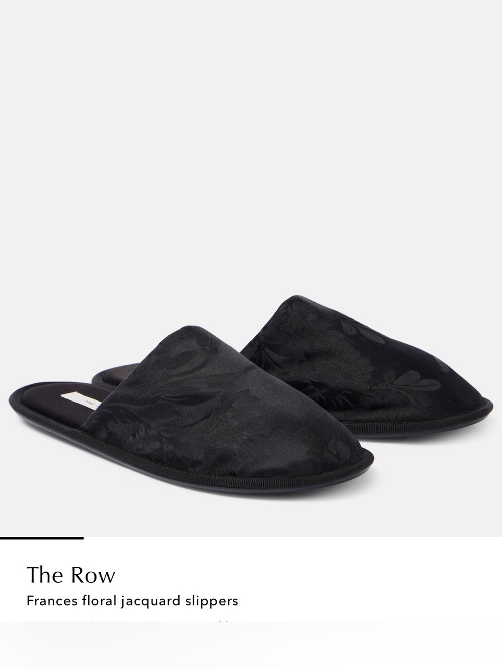 The Row Frances Floral Jacquard Slippers Flats in Black Satin Sz 40